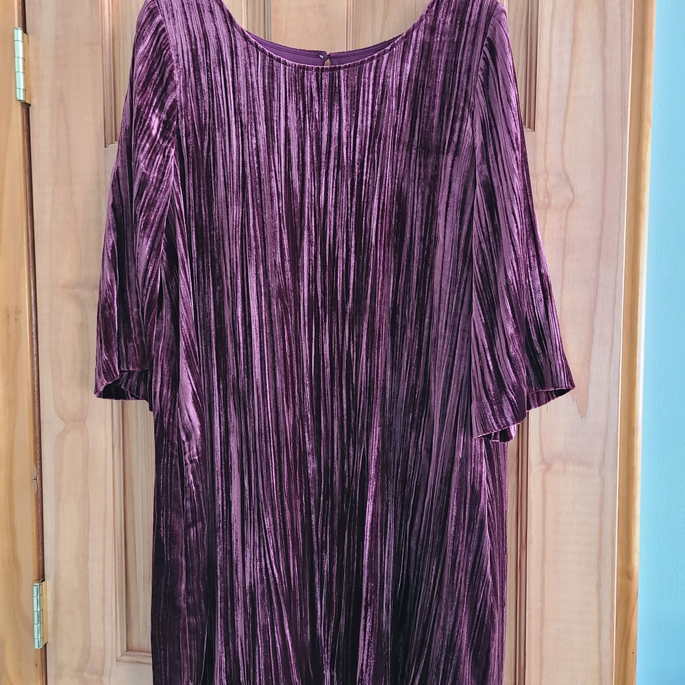 Garnet Hill Deep Mahogony Bell Sleeve Velvet Dress